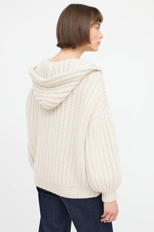 Brunello Cucinelli cream cashmere knit cardigan