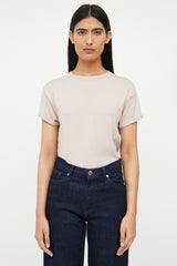 Brunello Cucinelli Beige Cashmere & Silk Shimmer Top