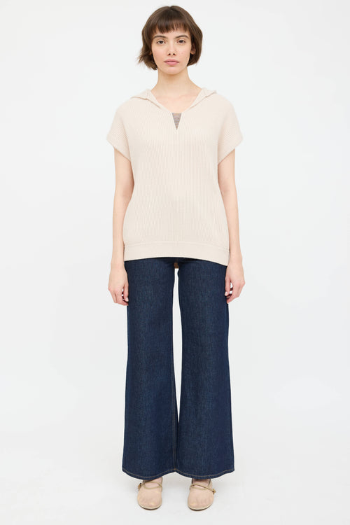 Brunello Cucinelli Cashmere Ribbed Knit Monili Hoodie