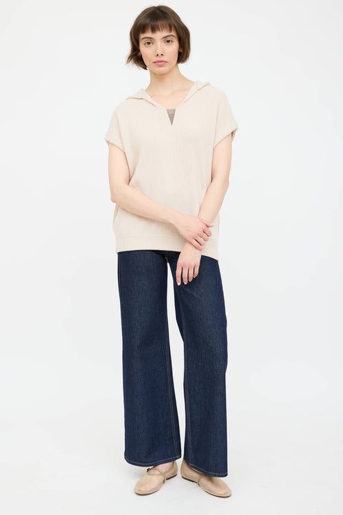 Brunello Cucinelli Cashmere Ribbed Knit Monili Hoodie