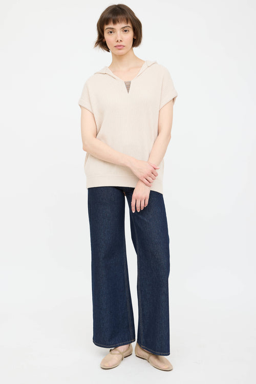 Brunello Cucinelli Cashmere Ribbed Knit Monili Hoodie