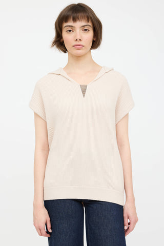 Brunello Cucinelli Cashmere Ribbed Knit Monili Hoodie