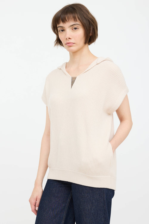 Brunello Cucinelli Cashmere Ribbed Knit Monili Hoodie