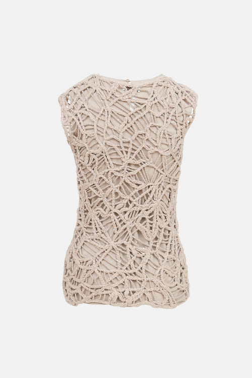 Brunello Cucinelli Crochet Sleeveless Top