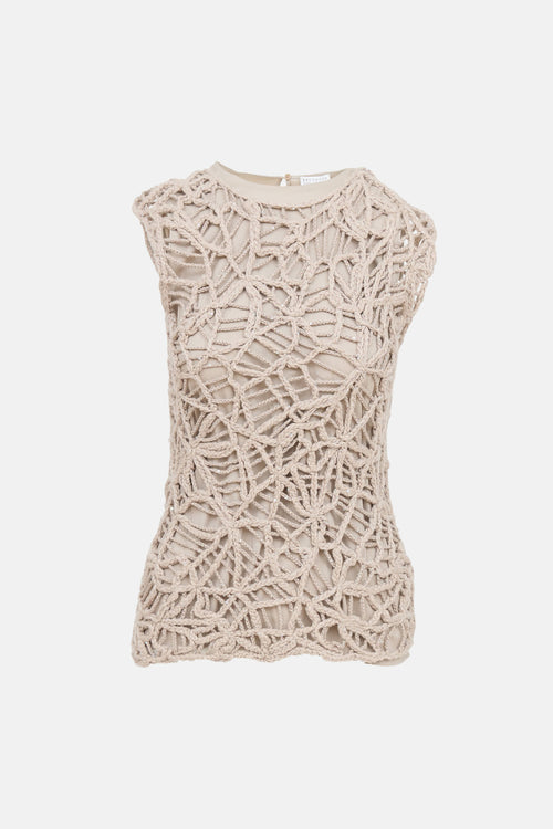 Brunello Cucinelli Crochet Sleeveless Top