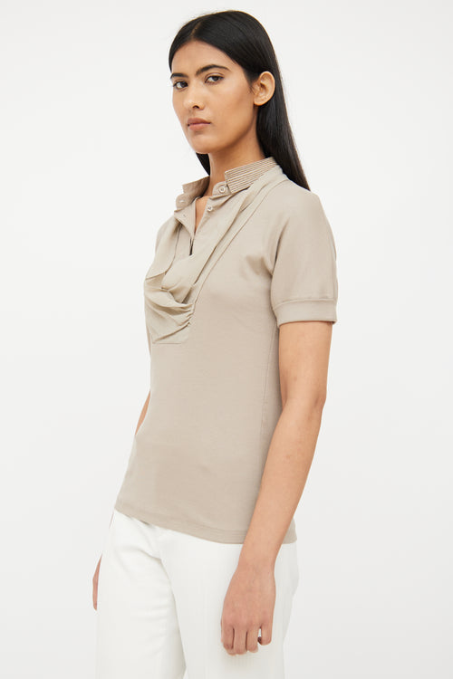 Brunello Cucinelli Beige Layered Monili Polo Top