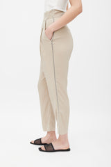 Brunello Cucinelli Beige Monilli Silk Trouser
