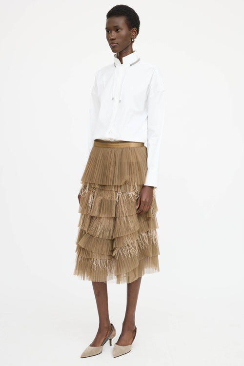 Brunello Cucinelli Tulle Feather Skirt