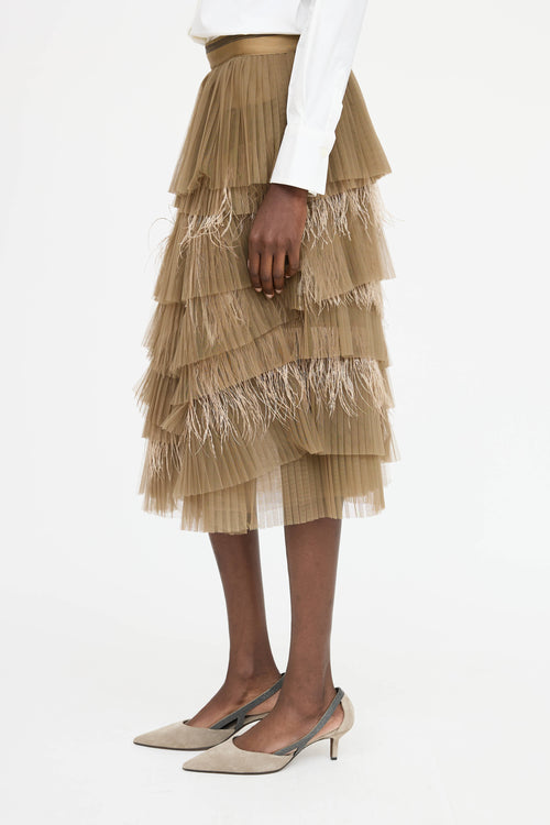 Brunello Cucinelli Tulle Feather Skirt