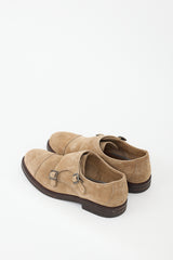 Brunello Cucinelli Beige Suede Monk Strap Derby