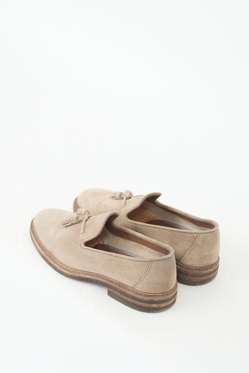 Brunello Cucinelli Beige Suede Tassel Loafer