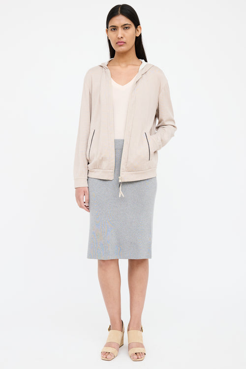Brunello Cucinelli Beige Zip Up Pocket Sweater