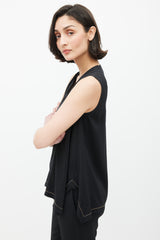 Brunello Cucinelli Black & Gold Silk Monilli Top