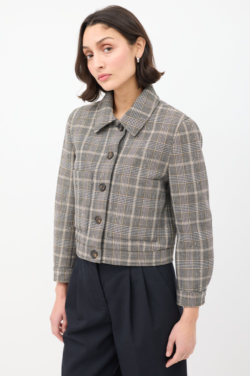 Brunello Cucinelli Multicolour Wool Sequin Check Jacket