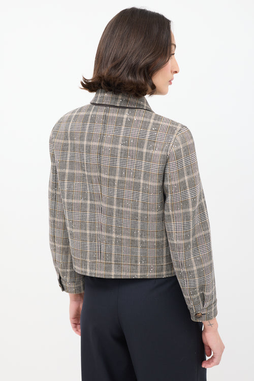 Brunello Cucinelli Multicolour Wool Sequin Check Jacket