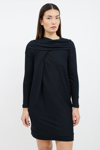 Brunello Cucinelli Black Pleated Layer Mini Dress