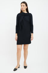 Brunello Cucinelli Black Pleated Layer Mini Dress