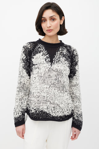 Brunello Cucinelli Black & White Knit Sequin Sweater