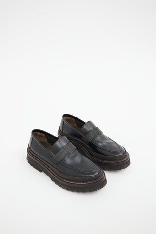 Brunello Cucinelli Black Monili Platform Loafers