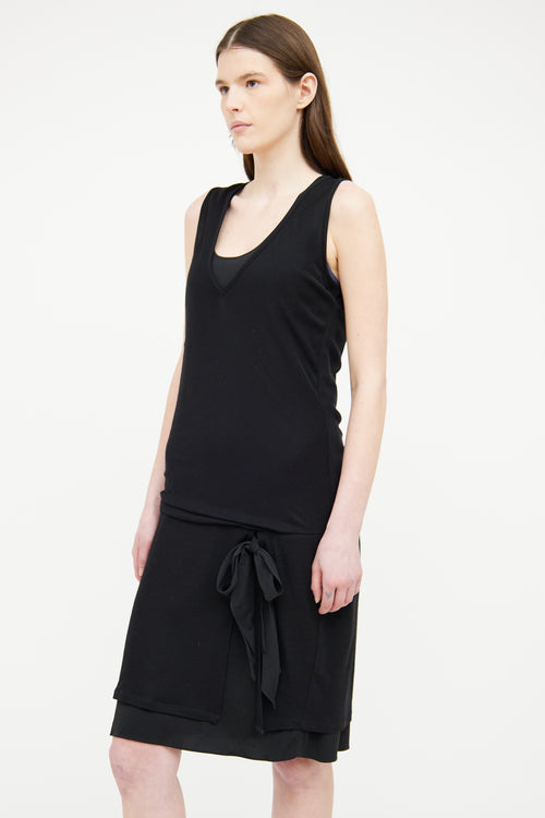 Brunello Cucinelli Black Wool Silk Sleeveless Dress