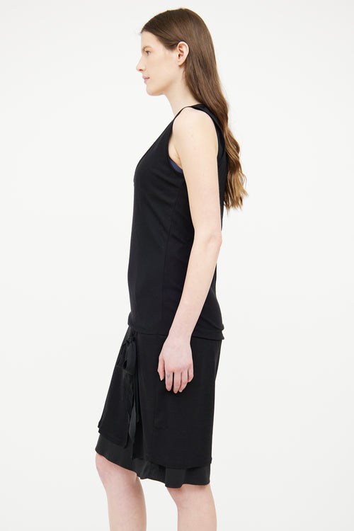 Brunello Cucinelli Black Wool Silk Sleeveless Dress