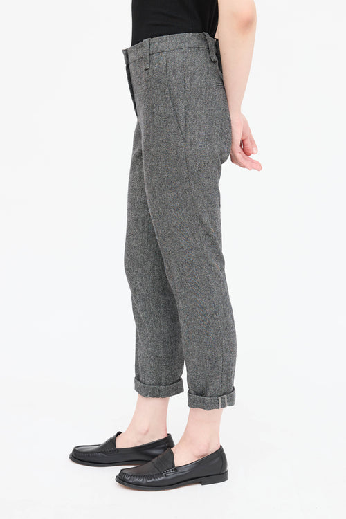 Brunello Cucinelli Wool Tweed Cropped Trouser
