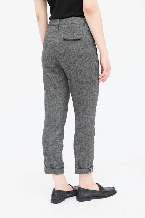 Brunello Cucinelli Wool Tweed Cropped Trouser