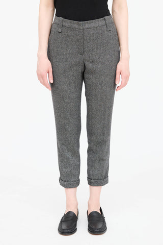 Brunello Cucinelli Wool Tweed Cropped Trouser