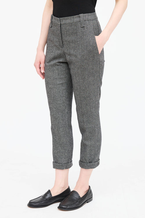 Brunello Cucinelli Wool Tweed Cropped Trouser