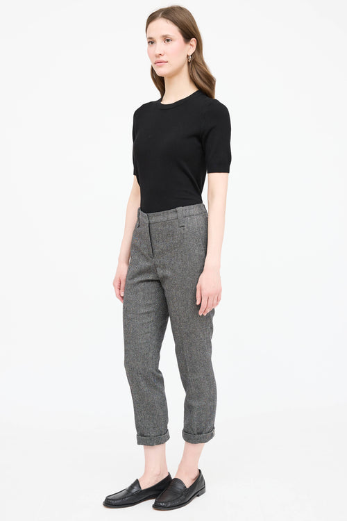 Brunello Cucinelli Wool Tweed Cropped Trouser