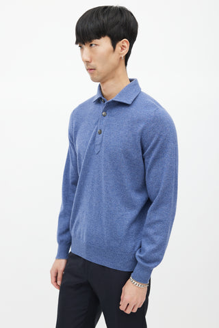 Brunello Cucinelli Blue Cashmere Knit Sweater
