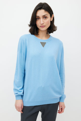 Brunello Cucinelli Blue Cashmere Monilli Sweater
