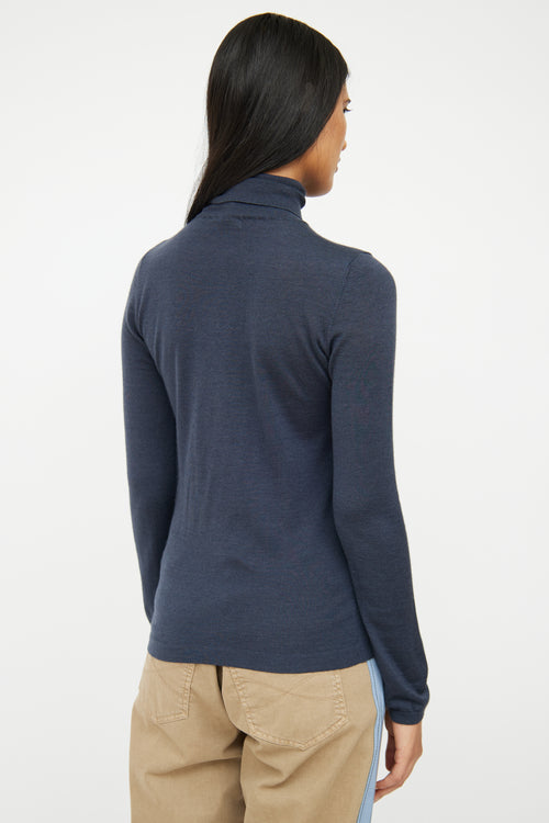 Brunello Cucinelli Navy Cashmere & Silk Knit Top