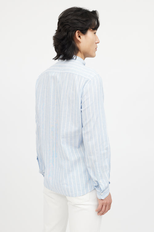 Brunello Cucinelli Blue & White Striped Shirt