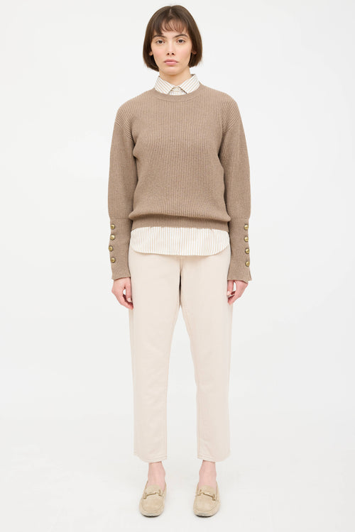 Cashmere Knit Ribbed Sweater