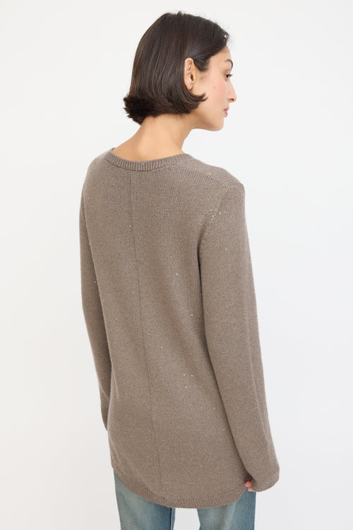 Brunello Cucinelli Brown Cashmere Sequinned Sweater