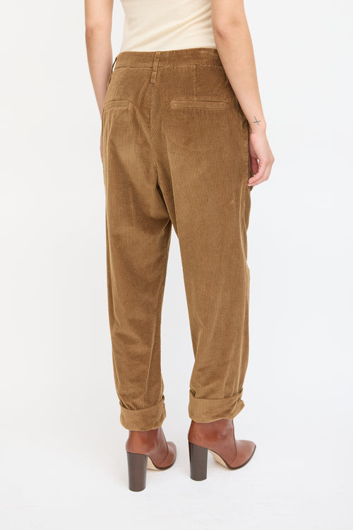 Brunello Cucinelli Brown Corduroy Cuffed Trouser