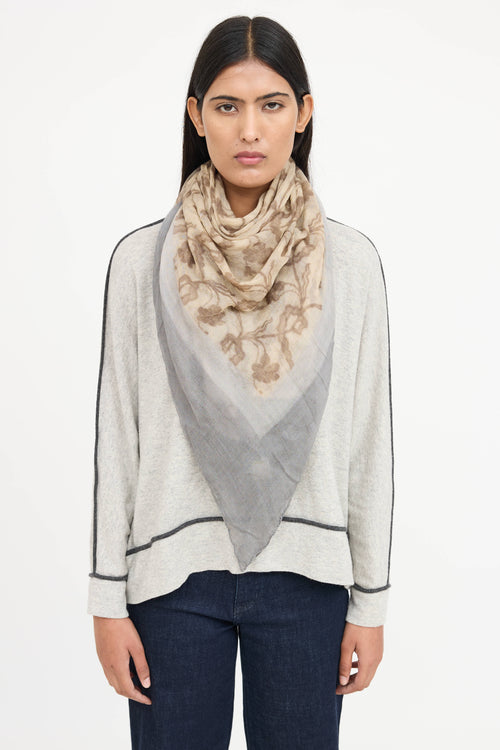 Brunello CucinelliCashmere Floral Scarf