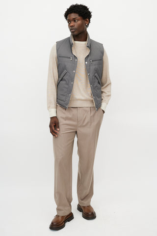 Brunello Cucinelli Brown & Grey Reversible Tweed Vest