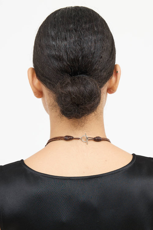 Brunello Cucinelli Leather Jasper Collar Necklace