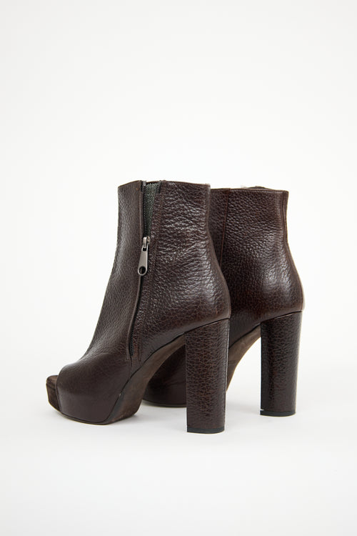 Brunello Cucinelli Brown Leather Heeled Boot