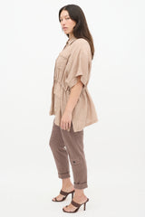 Brunello Cucinelli Brown Linen Drawstring Shirt
