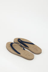 Brunello Cucinelli Brown & Navy Cotton Canvas Flip Flop