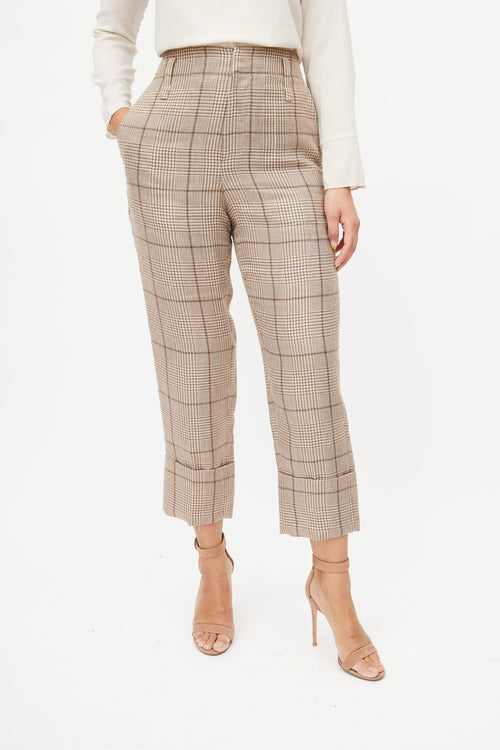 Brunello Cucinelli Brown Plaid Trouser