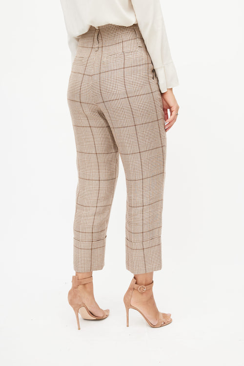 Brunello Cucinelli Brown Plaid Trouser