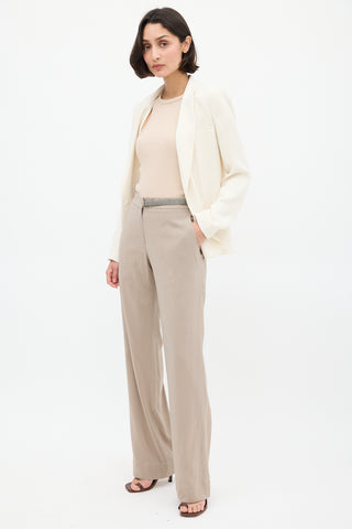 Brunello Cucinelli Brown Silk & Monili Belt Trouser