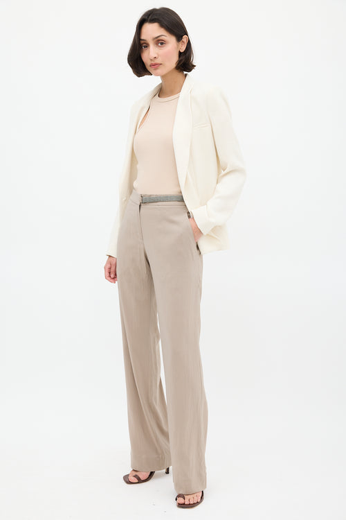 Brunello Cucinelli Brown Silk & Monili Belt Trouser