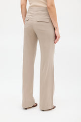 Brunello Cucinelli Brown Silk & Monili Belt Trouser