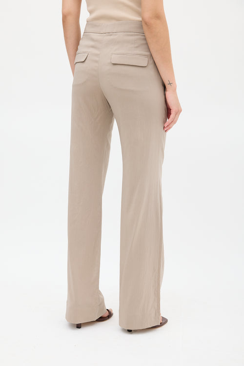 Brunello Cucinelli Brown Silk & Monili Belt Trouser