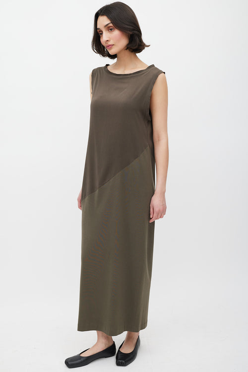 Brunello Cucinelli Brown Silk Panelled Dress